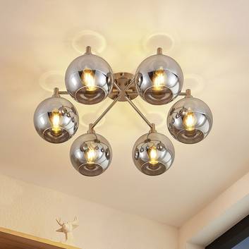 Lindby Jemissa loftlampe, 6 lyskilder, røg