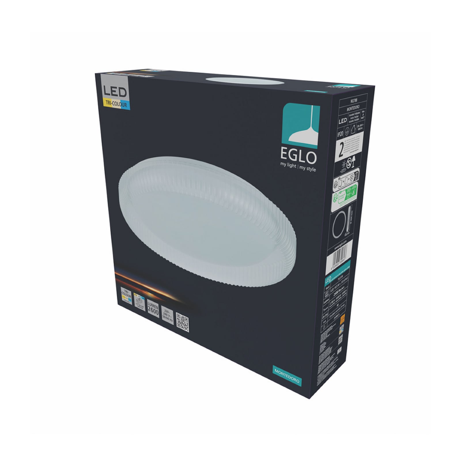Stropné LED svetlo EGLO MONTEDORO, číre/biele, Ø 40 cm, CCT Stropné LED svetlo EGLO MONTEDORO, číre/biele, Ø 40 cm, CCT