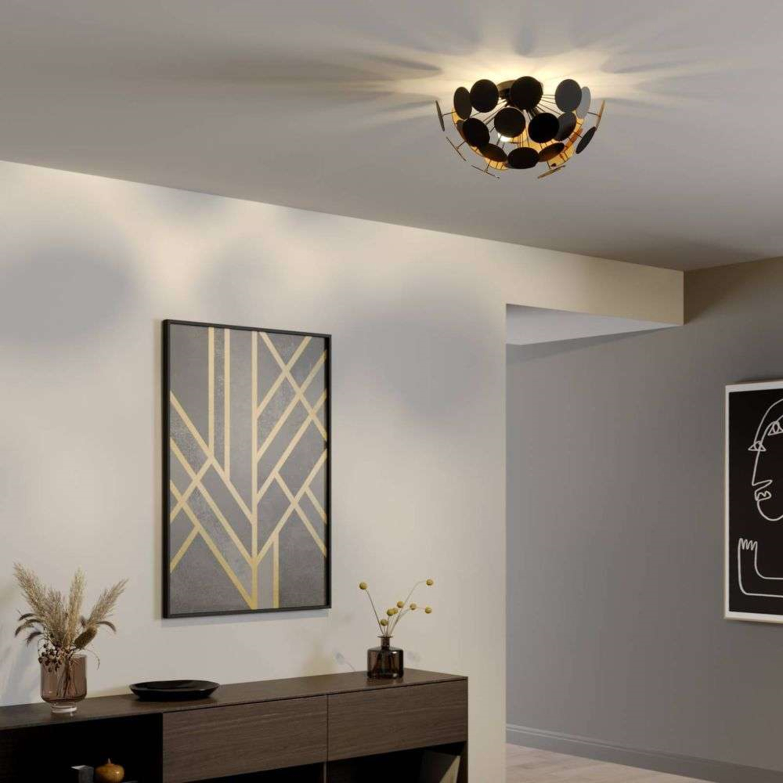 Kinan Plafond Black/Gold - Lindby