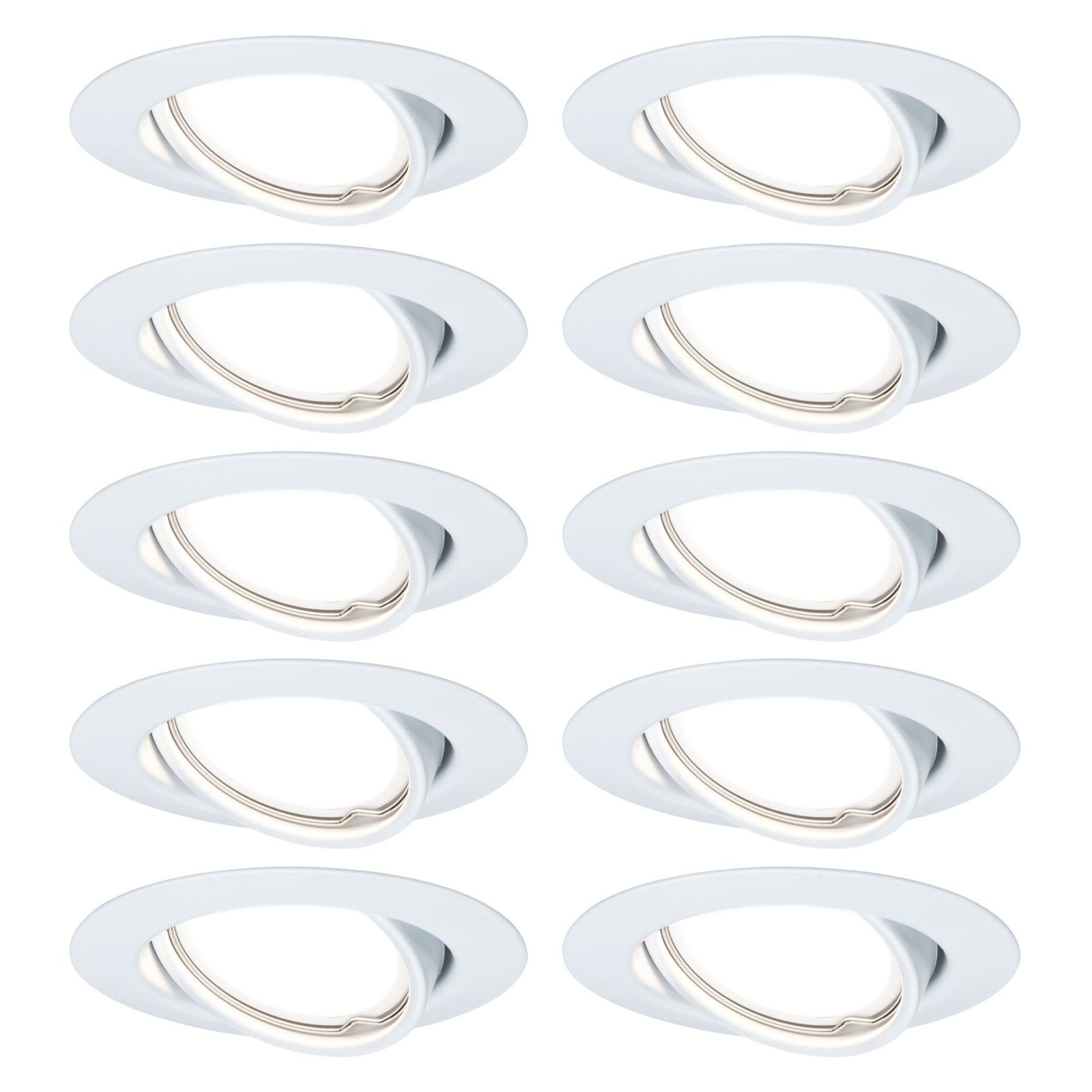 Paulmann Base downlight in set of 10 matt white, for Living / Dining Room, metal, GU10, 10 W, energy efficiency: A++