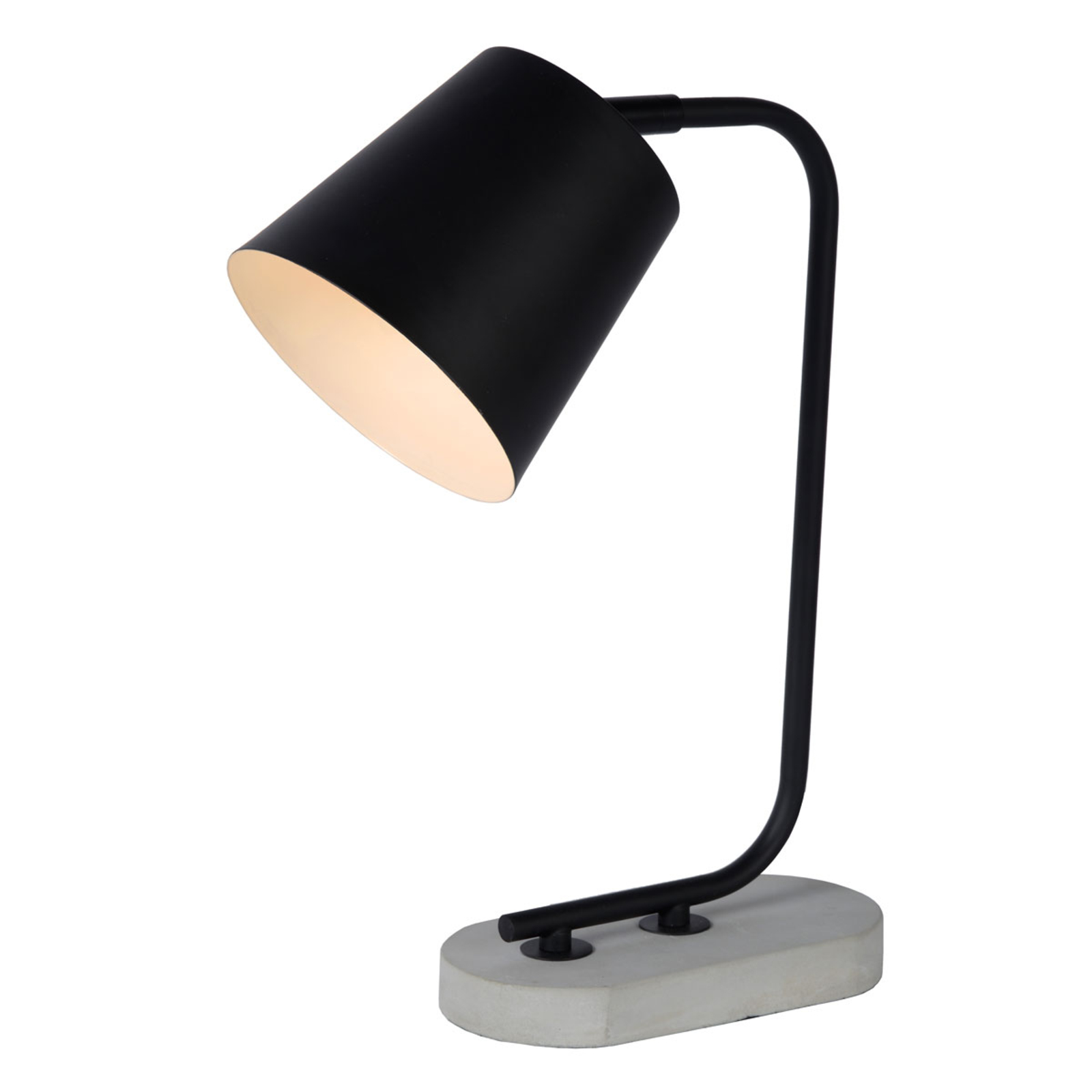 Lucide Cona table lamp with a metal frame, black, for Living / Dining Room, metal, concrete, E27, 40 W, energy efficiency: A++, W: 14 cm, H: 40 cm
