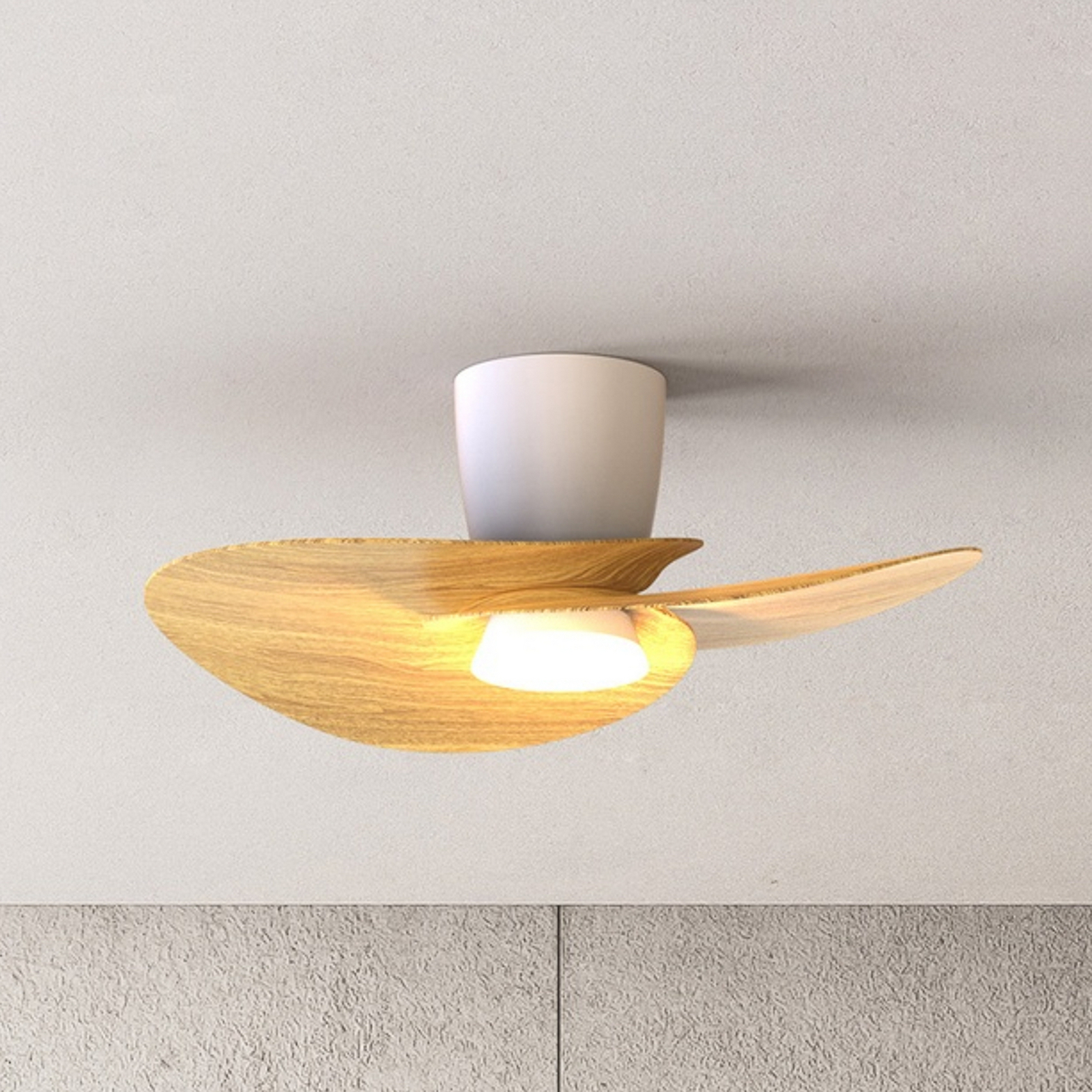 LED-Deckenventilator Nenufar, weiß/holz, DC, leise, CCT