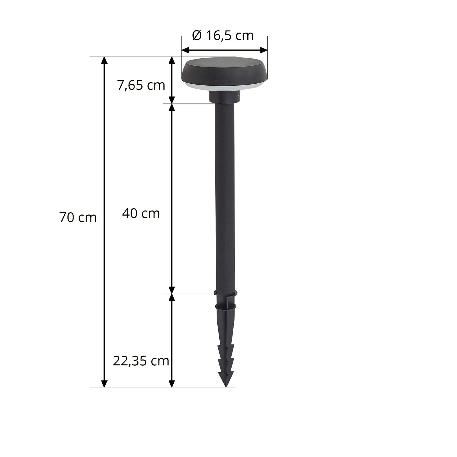 Lindby Solar-LED-Erdspießleuchte Brinca, schwarz, PC, Sensor