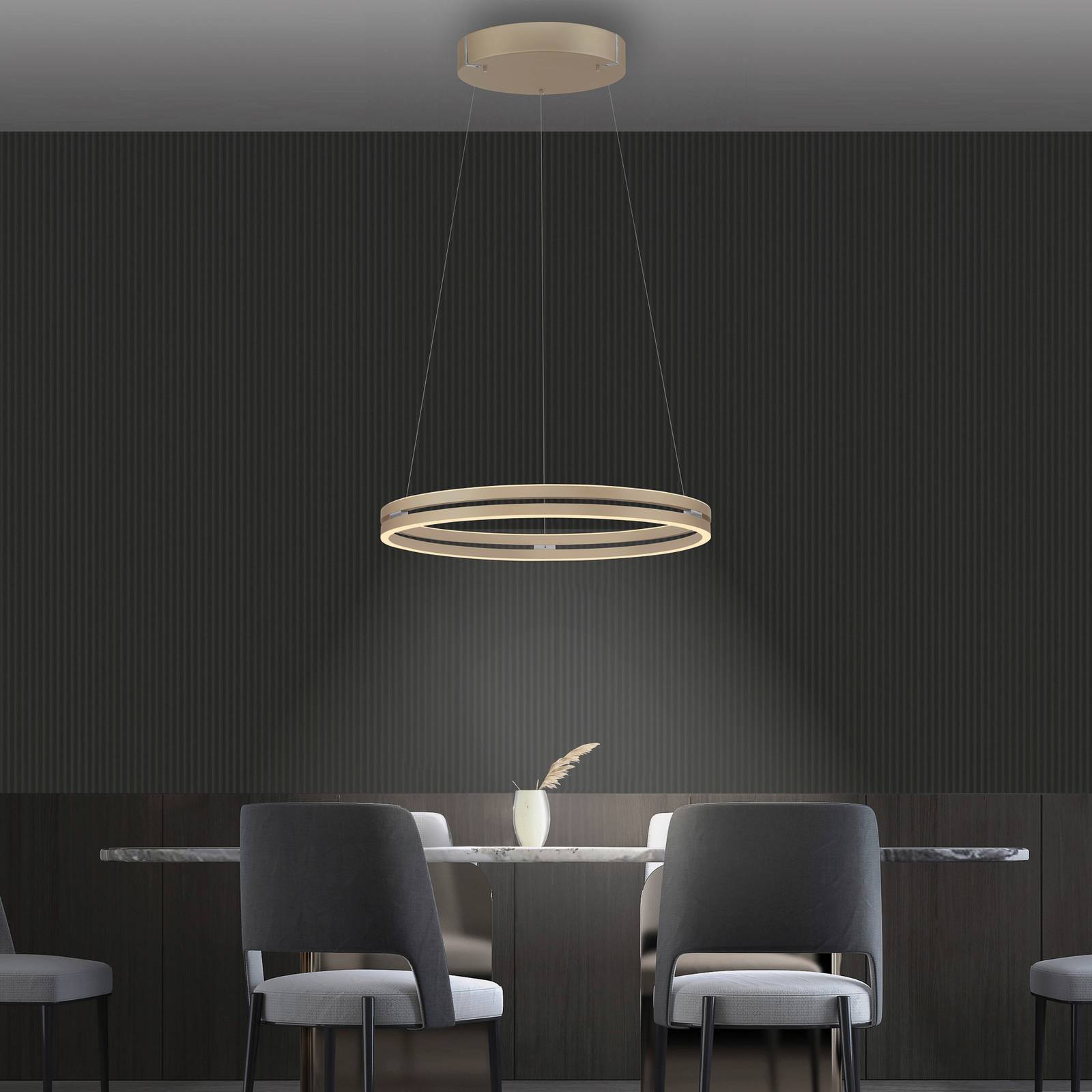 Żyrandol LED PURE E-Loop brązowa, Ø 70 cm, aluminium, CCT