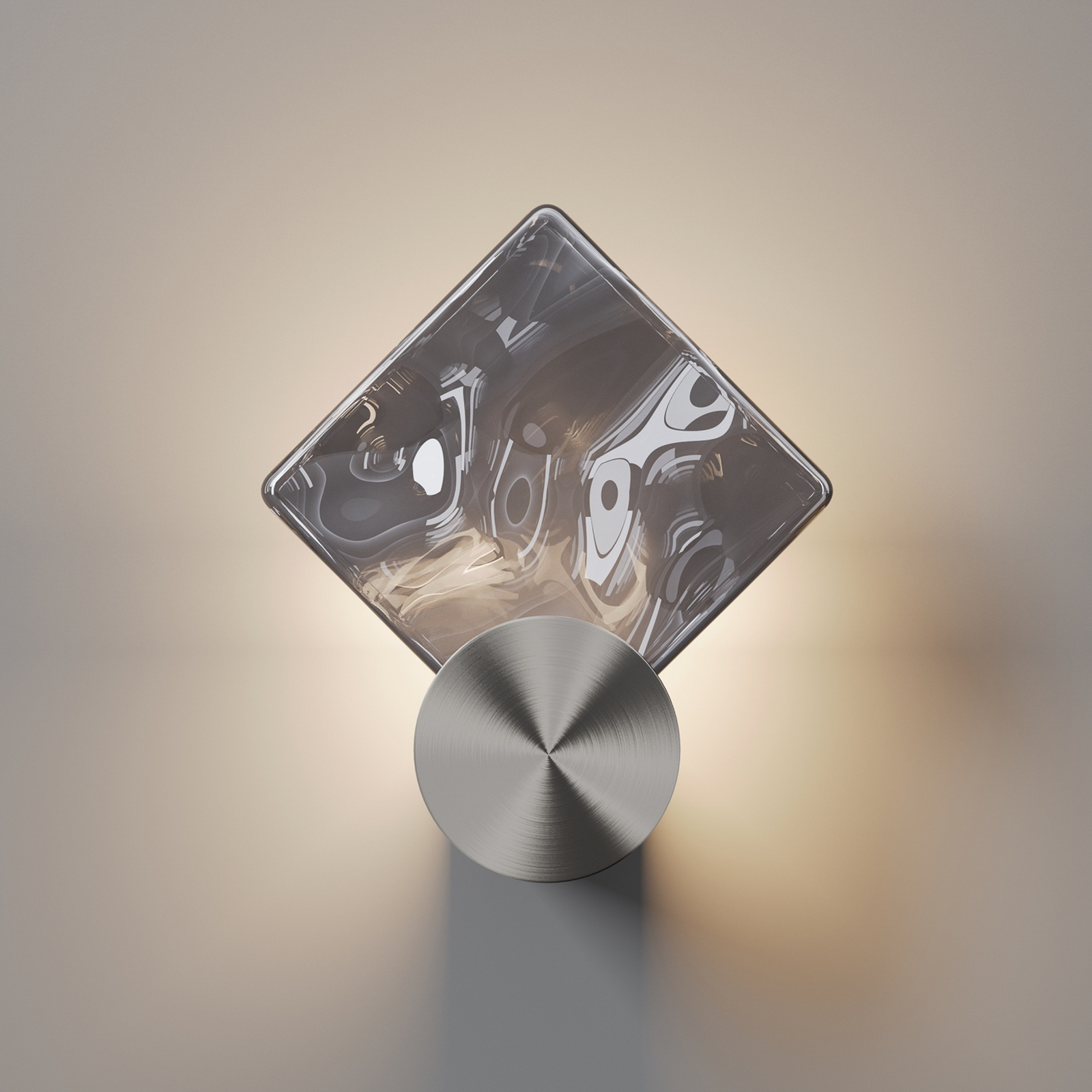 Quadro-LED-seinävalaisin, harmaa, lasi, 3000 K, korkeus 18 cm