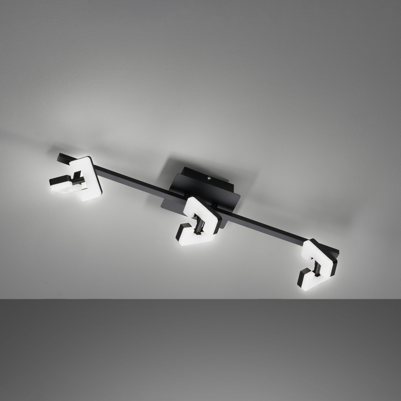 FISCHER & HONSEL Plafonieră Ray LED 60 cm 3 becuri negru metal - Camera de zi / sufragerie - modern - negru alb