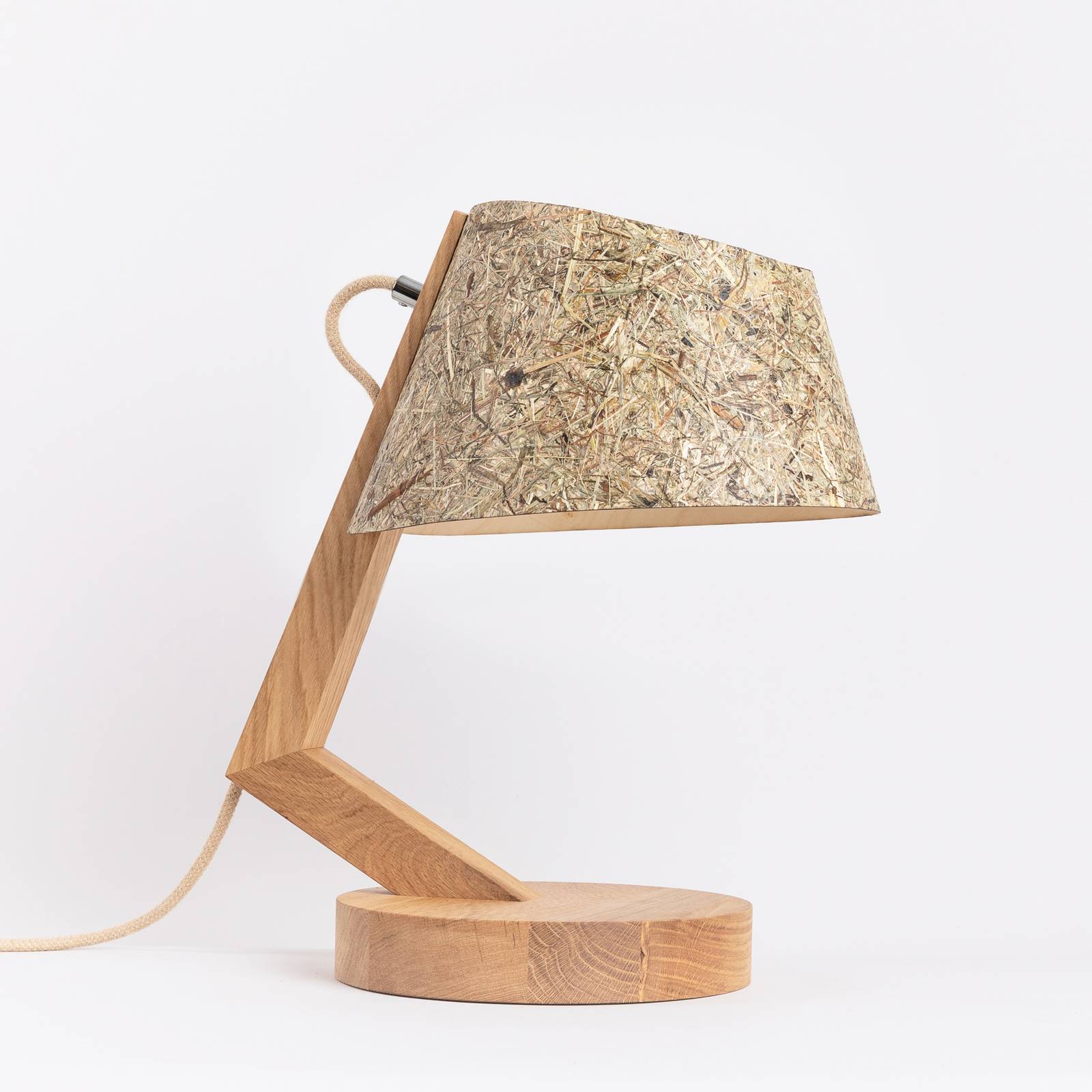 ALMUT 1411 bordslampa böjd Ø23 cm rent hö