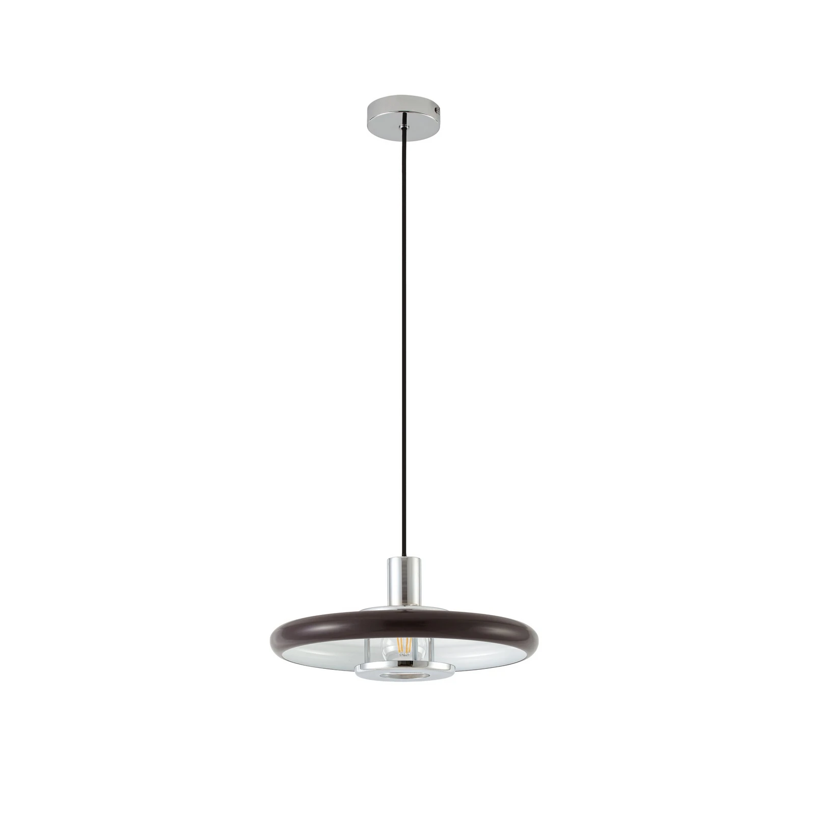 Lampada a sospensione Lindby Branford, stile retrò, Ø 35 cm, marrone, metallo