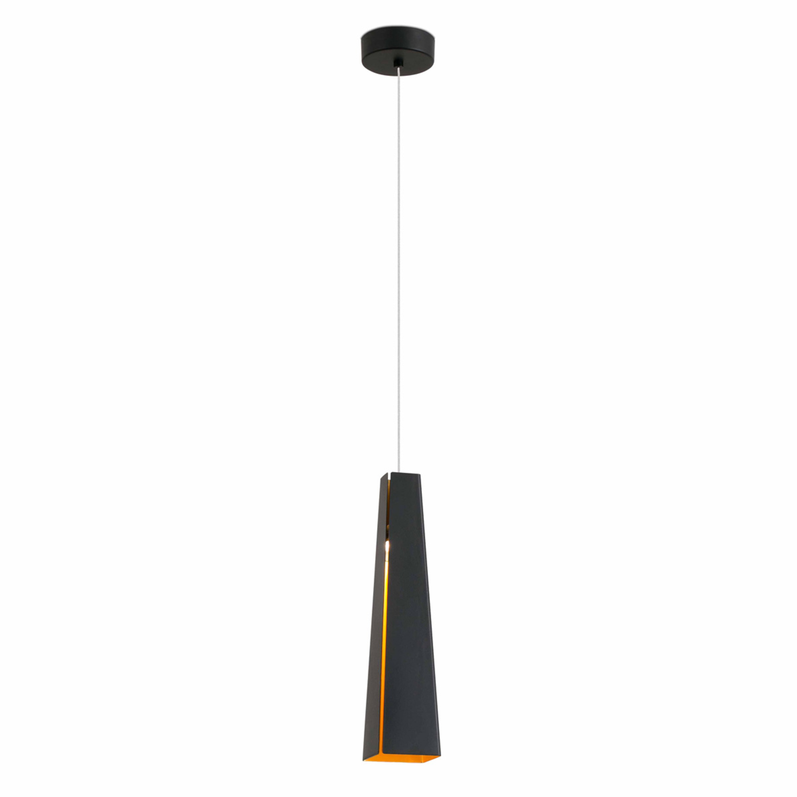 Lámpara colgante LED Pluma, negro y dorado