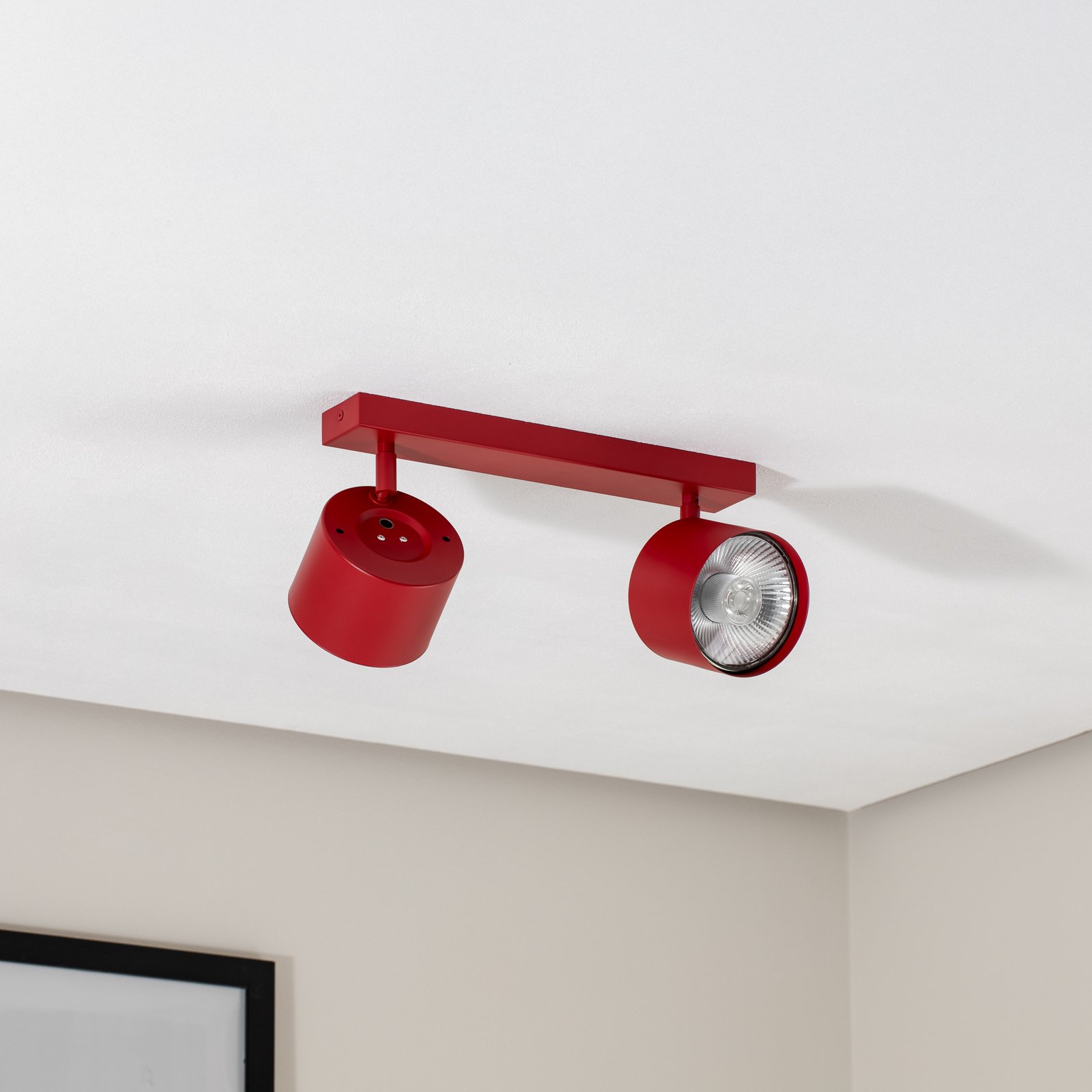 Spot pour plafond Chloe réglable à 2 lampes, rouge