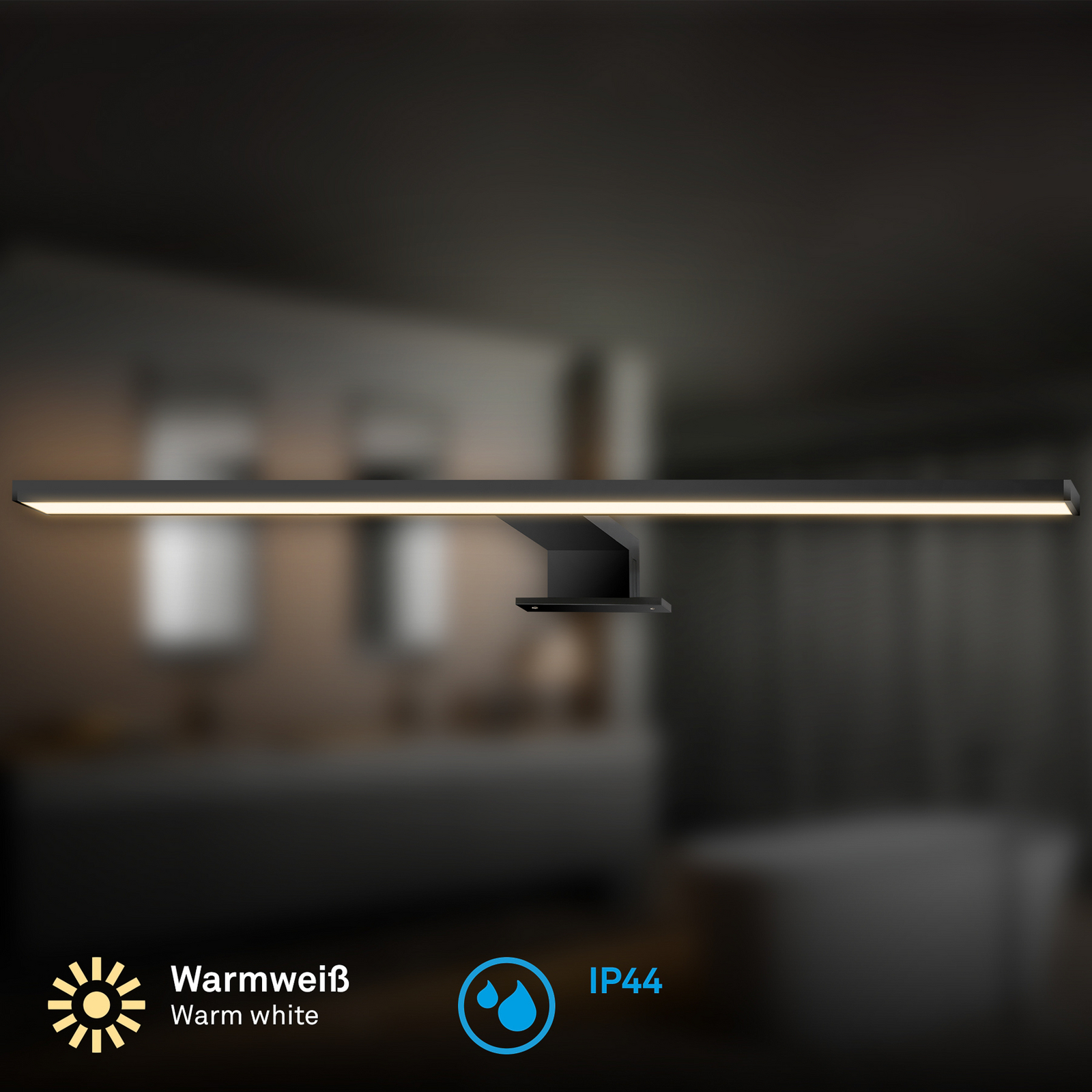 LED spoguļlampa Dun 2 in 1, melna matēta, IP44, garums 50 cm