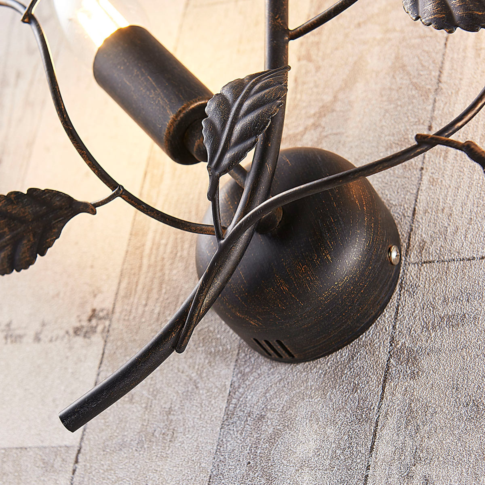 Lindby fali lámpa Yos, fekete-arany, fém, 38 cm, E14