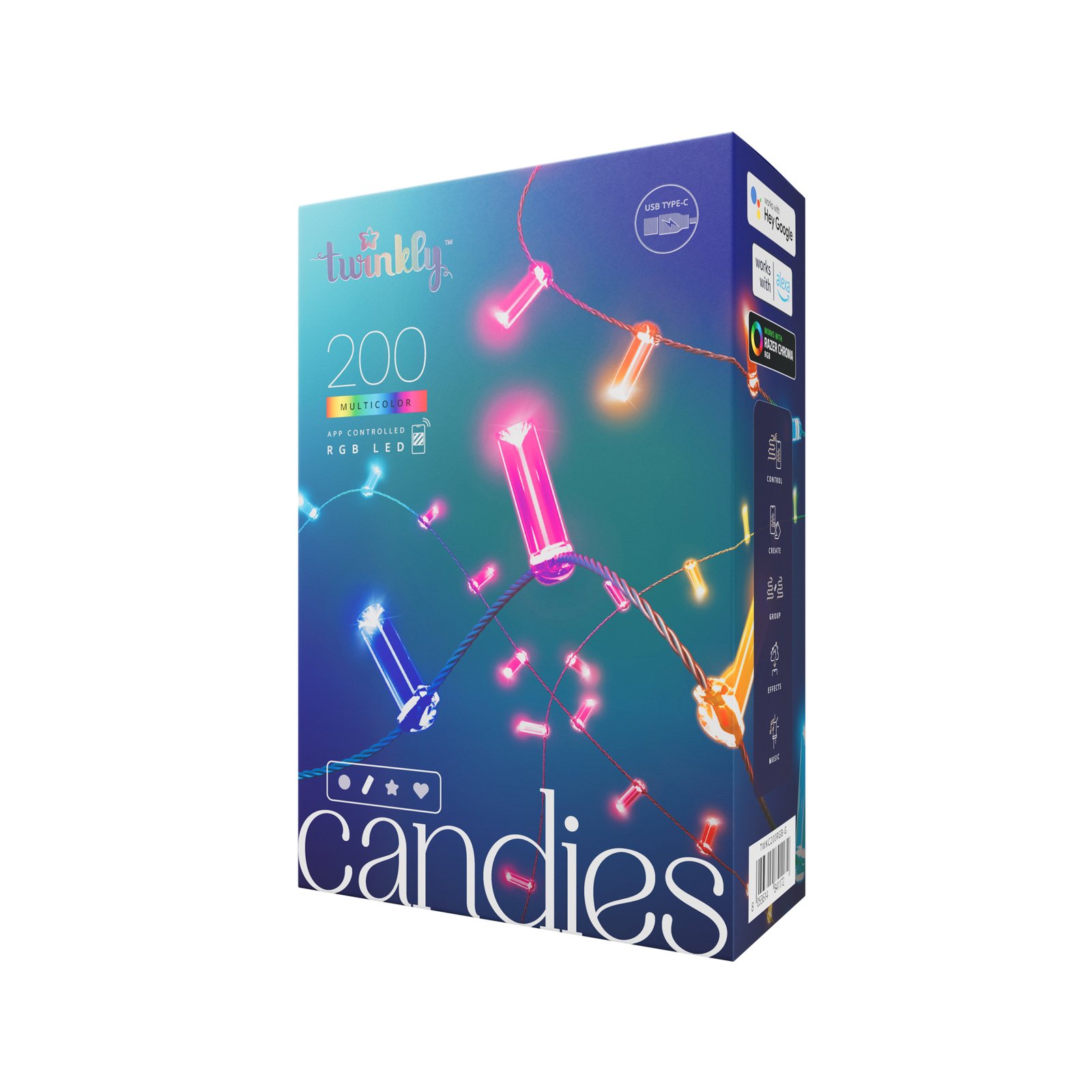 Twinkly Candies 200 candele smart cavo verde 12m