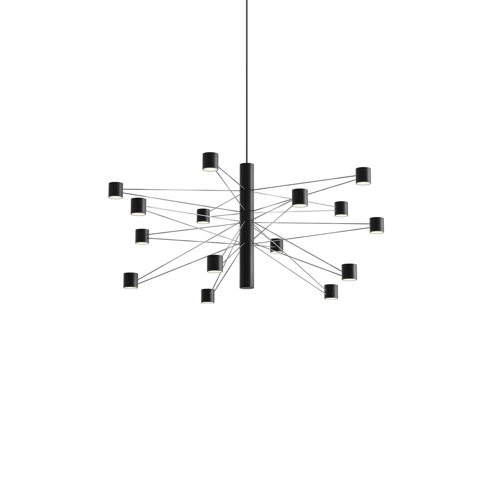 kdln LED-riippuvalaisin POLAR 15.1, Ø 77 cm, musta 15-lamppuinen himmennettävä