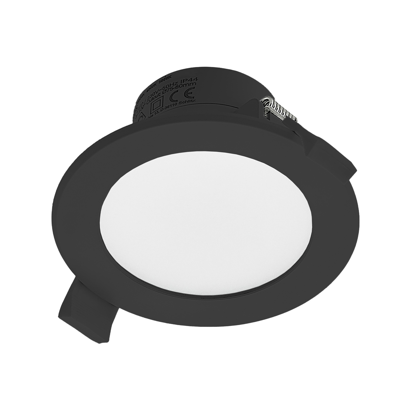 Prios LED innfelt spot Rida, svart, 9,7 cm, 7 W, CCT