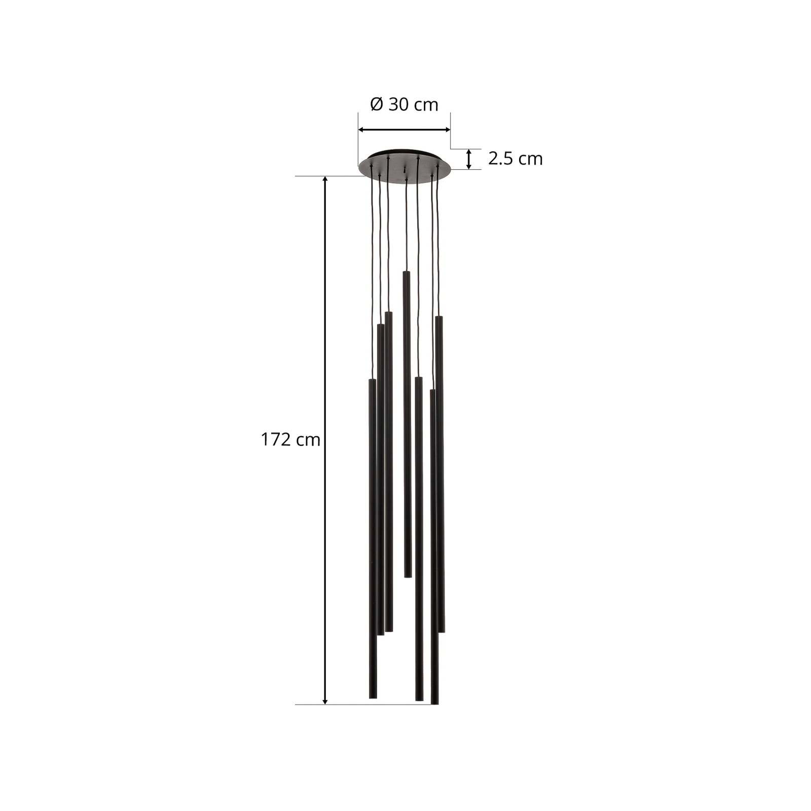 Laser pendant light, 7-bulb, black