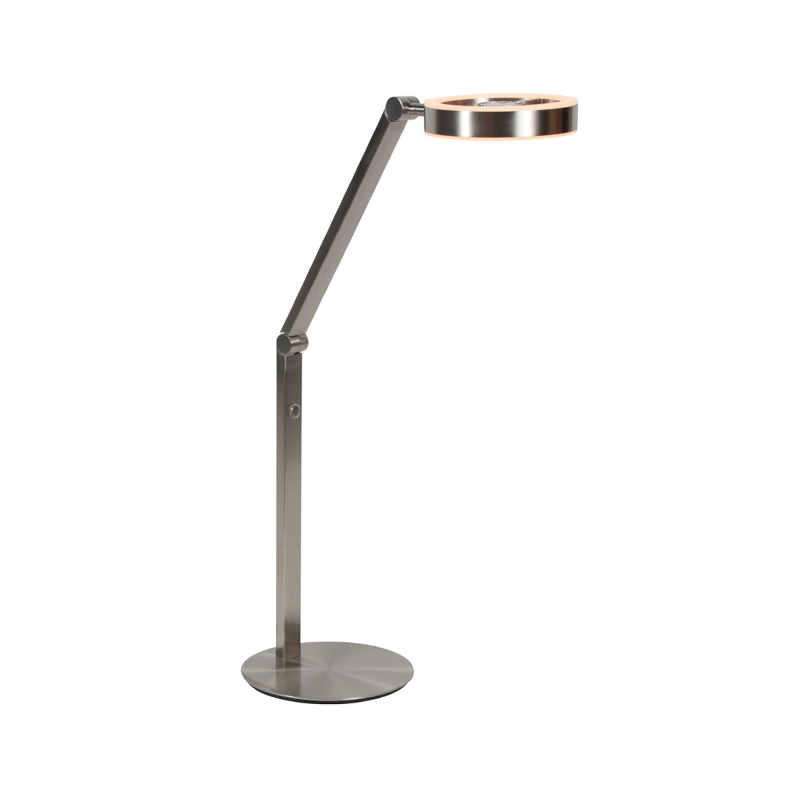 LED tafellamp Ringlux, staalkleurig, metaal, 2.700 K, dimmer