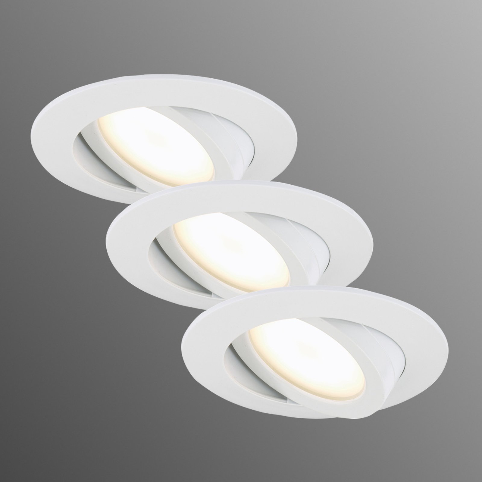 Hvit LED-downlight i 3-pakning - dreibar