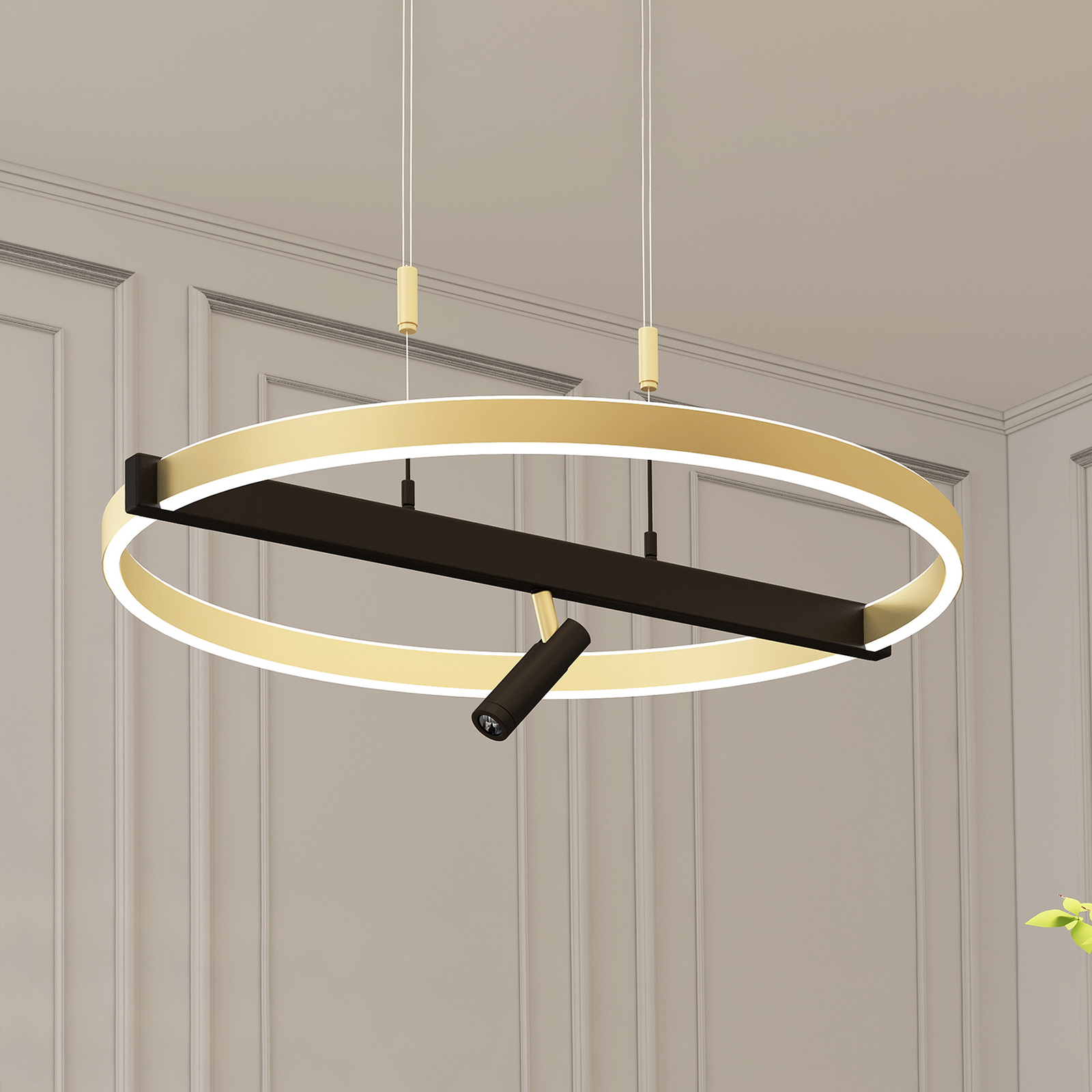 Lucande Matwei LED hanging light ring-shaped brass