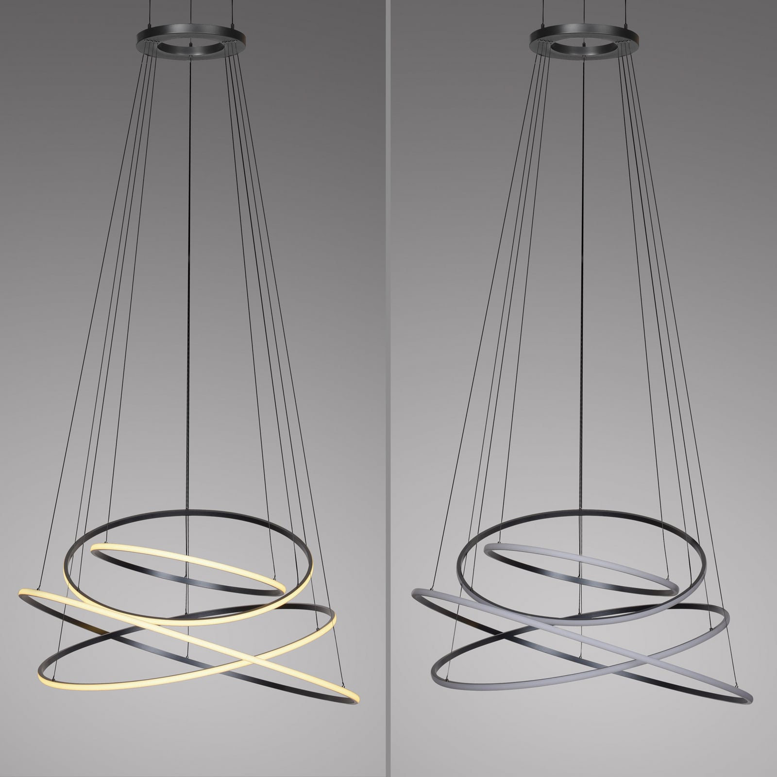 E-Flying Rings LED-Hängelampe mystic grey Ø110cm, CCT - PURE E-Flying Rings LED-Hängelampe mystic grey Ø110cm, CCT - PURE