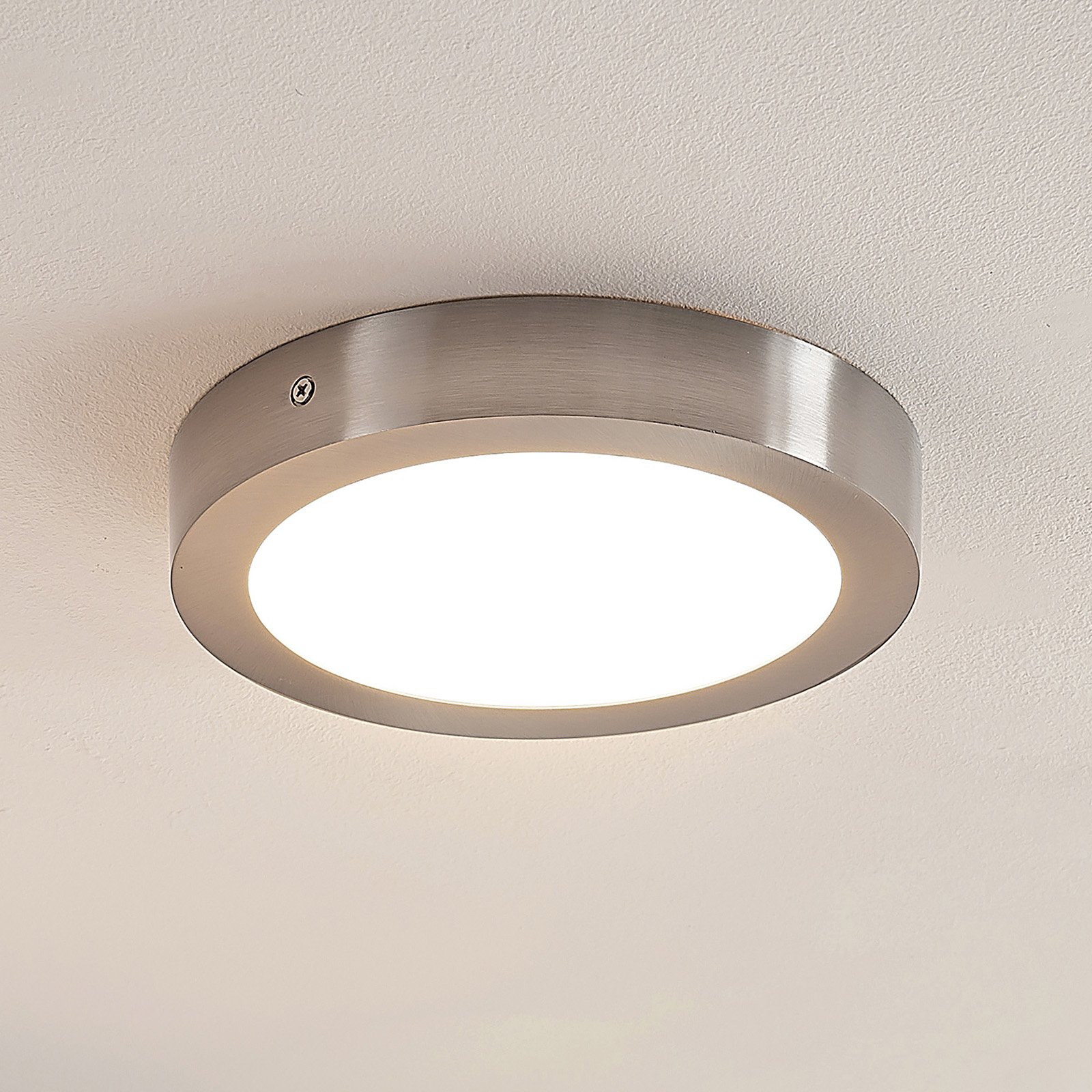 ELC Merina LED ceiling light nickel, 21.5 cm, for Living / Dining Room, aluminium, 18 W, energy efficiency: A+, H: 3.5 cm