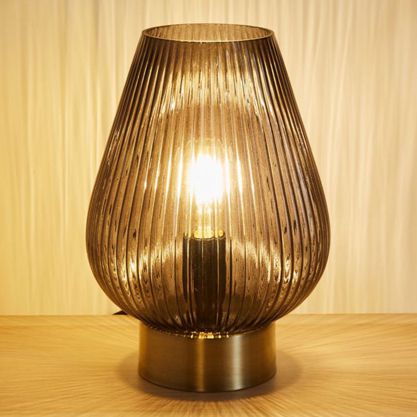 Pauleen Crystal Gloom lampă de masă din sticlă - Camera de zi / sufragerie - modern - gri fumuriu alamă