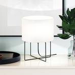 Java table lamp with a white linen lampshade