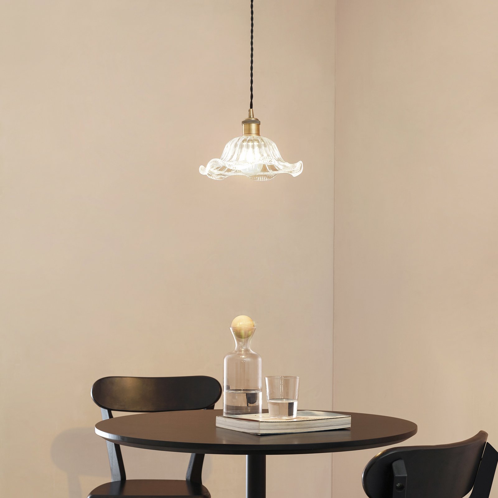 Ludowika pendant light, Ø 25 cm, E27, transparent, glass - Lindby Ludowika pendant light, Ø 25 cm, E27, transparent, glass - Lindby