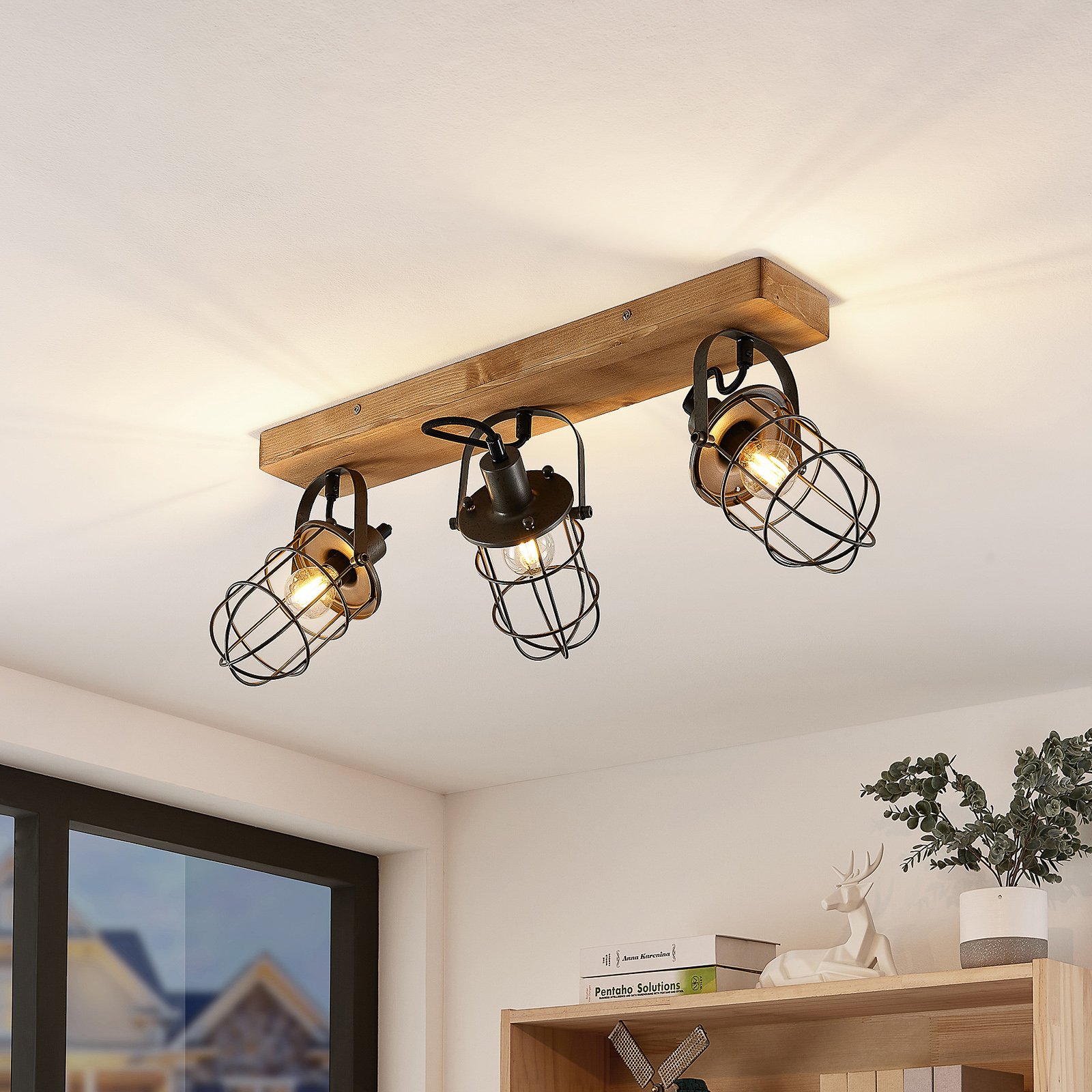 Lindby Serima Deckenlampe mit drei Käfigschirmen