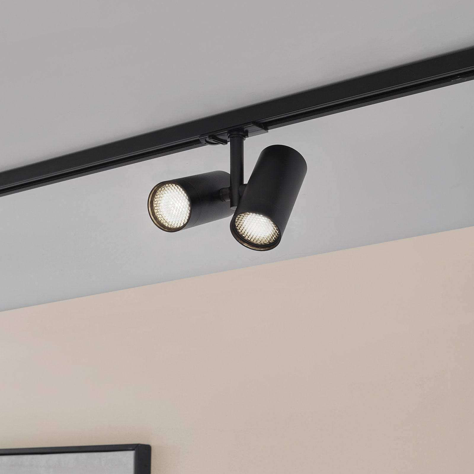 Lindby Schienenspot Linaro, GU10, 2-flammig, schwarz, Blende