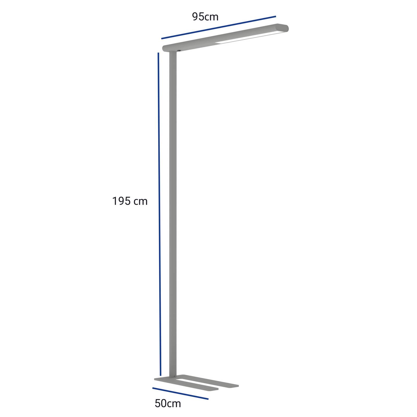 Maul Vloerlamp - Werkkamer / Kantoor - Modern - alu / grijs / zink - aluminium, staal