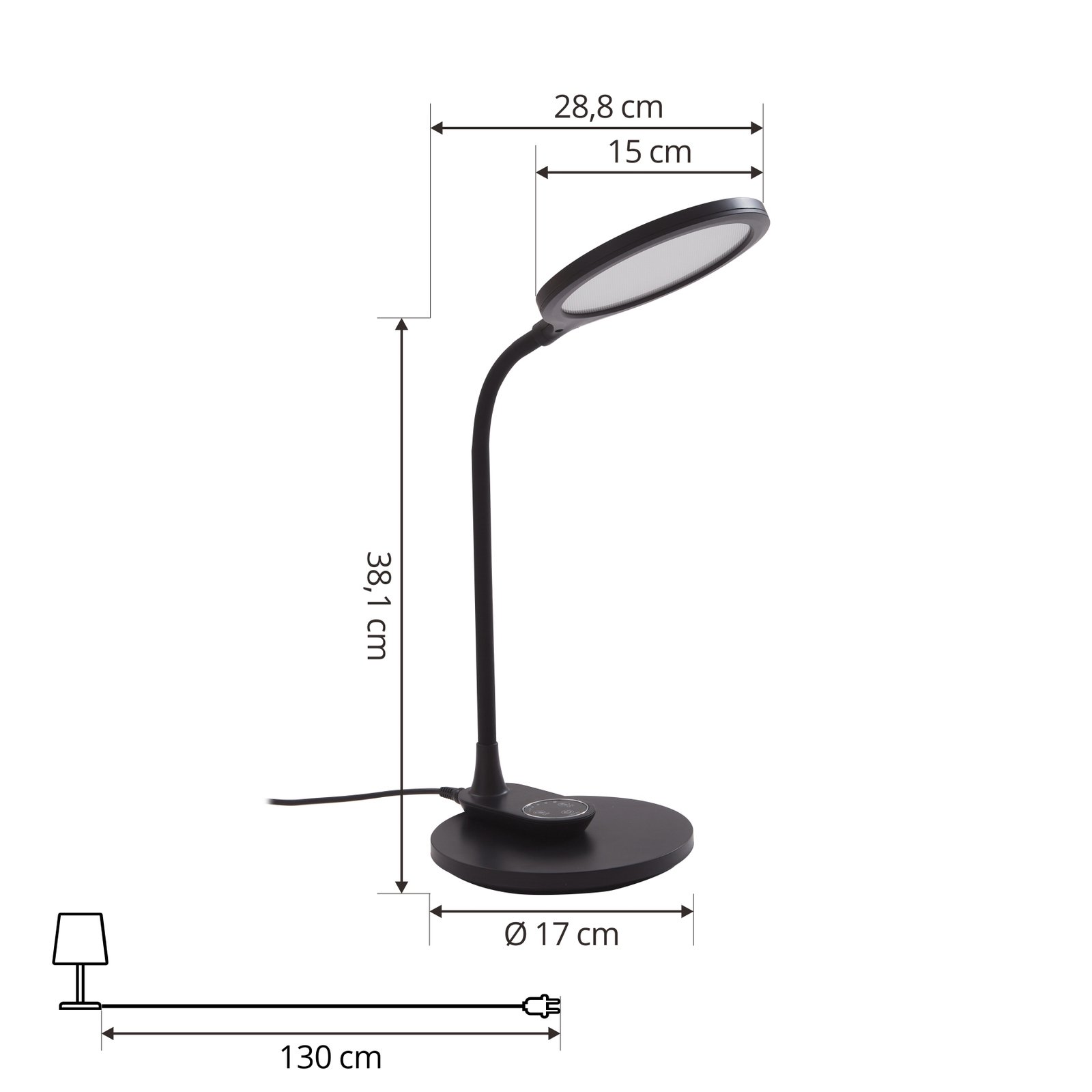 Lindby Valtaria LED asztali lámpa, CCT, fekete