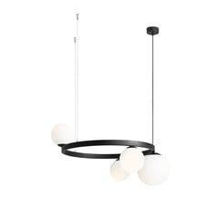 Lampada a sospensione Garda 4, rotonda, metallo, vetro, a 4 luci, nera