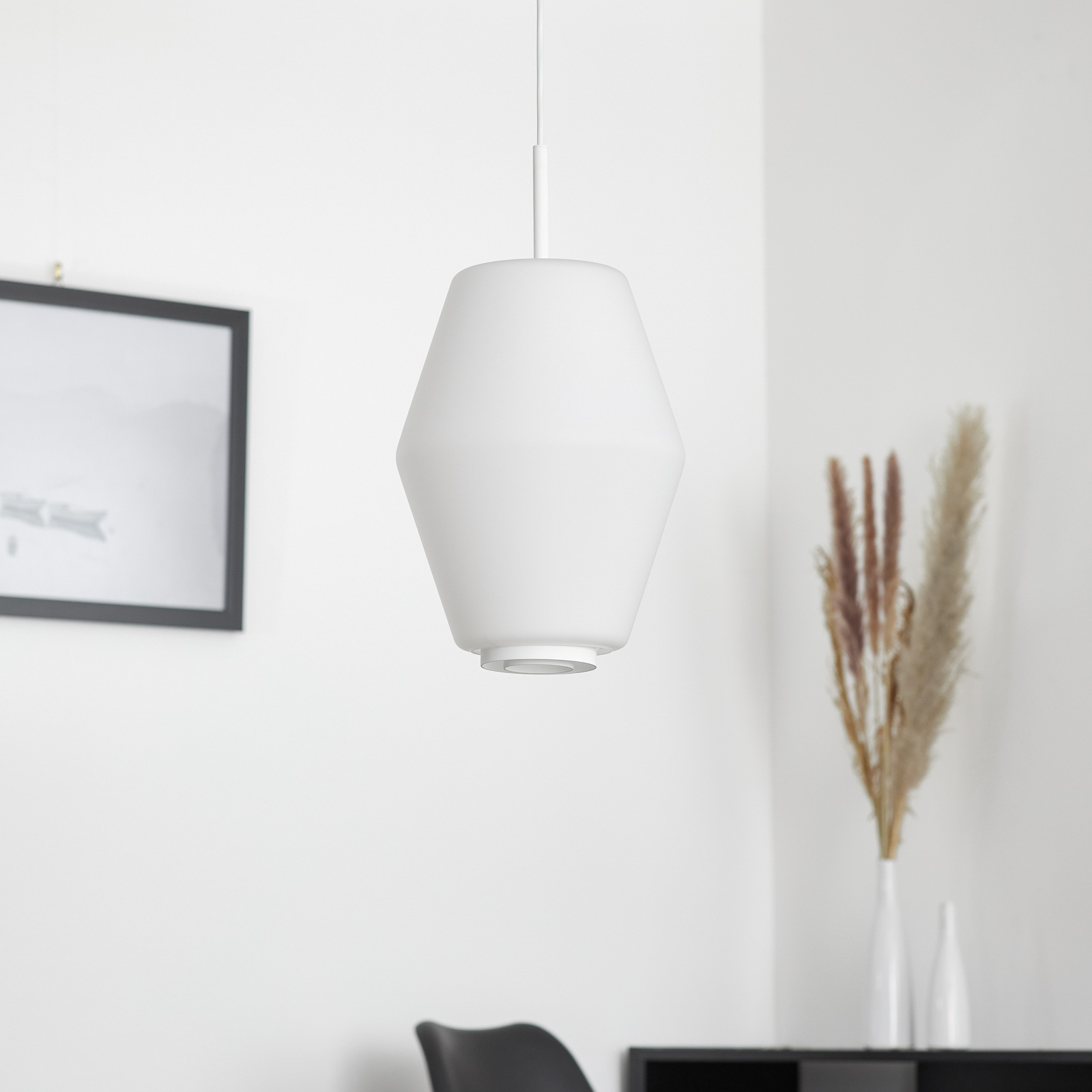 Northern Dahl hanging light with glass lampshade