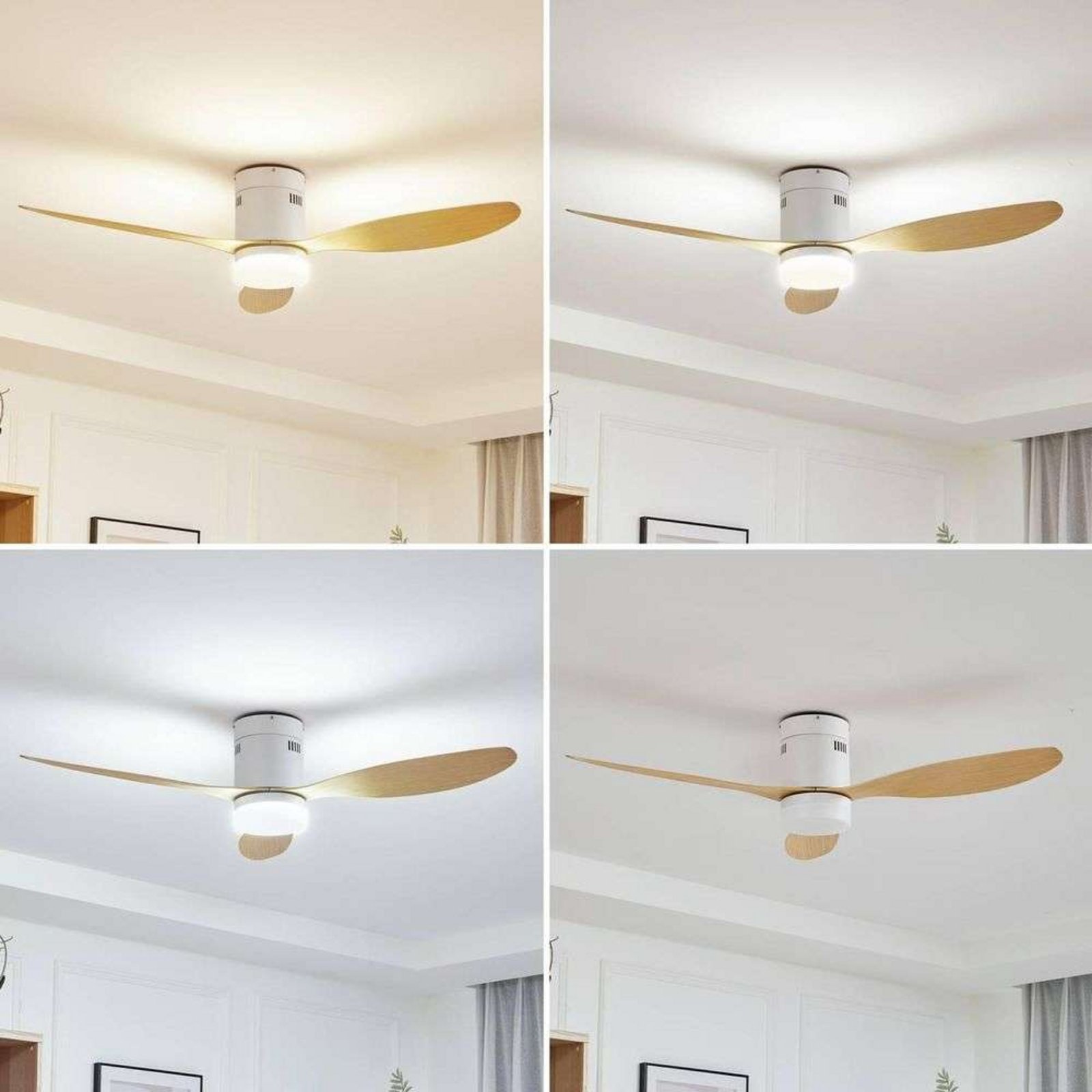 Kayu LED Ventilatore a soffitto Bianco/Legno - Lucande