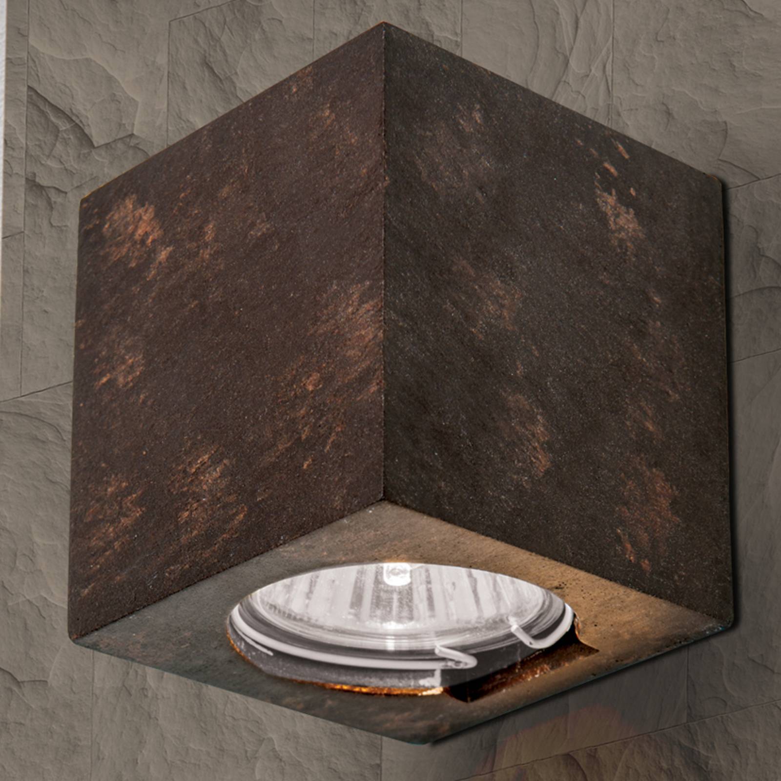 Cube væglampe keramik højde 7,5cm rustbrun