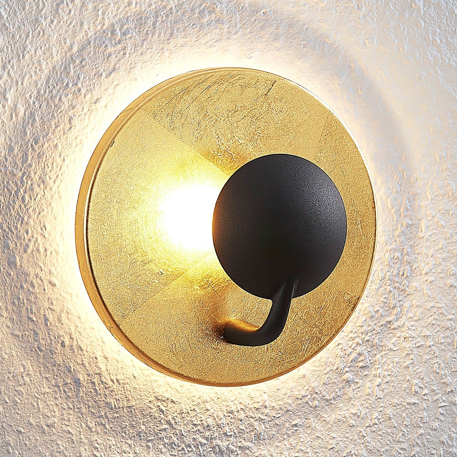 Lindby Lou LED wall light in black and gold