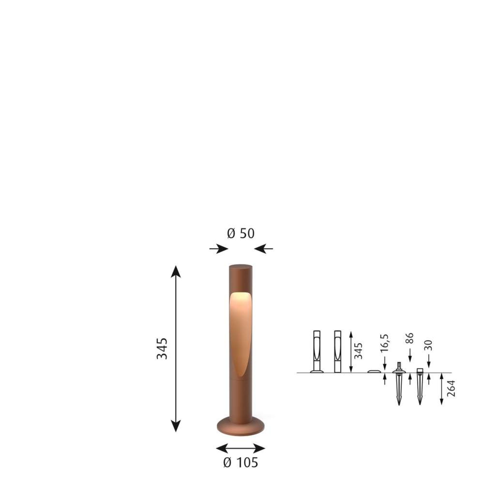 Flindt Garden Lampă de Grădină Short LED 2700K w/Base Corten - Louis Poulsen