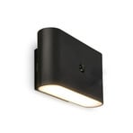 LED-akutoitega seinavalgusti Chat, must, 16 cm, plast, andur