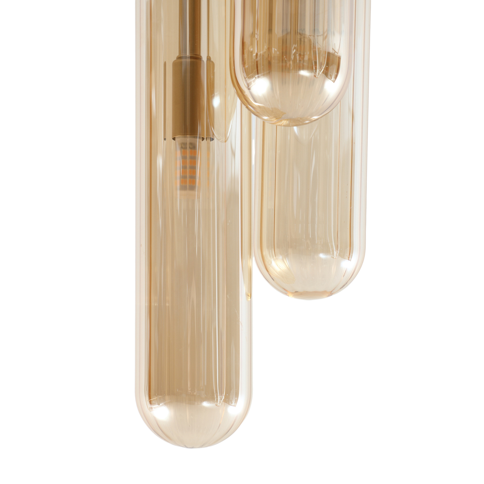 Lucande plafonnier Freylin, à 3 lampes, ambre, verre, 15 cm