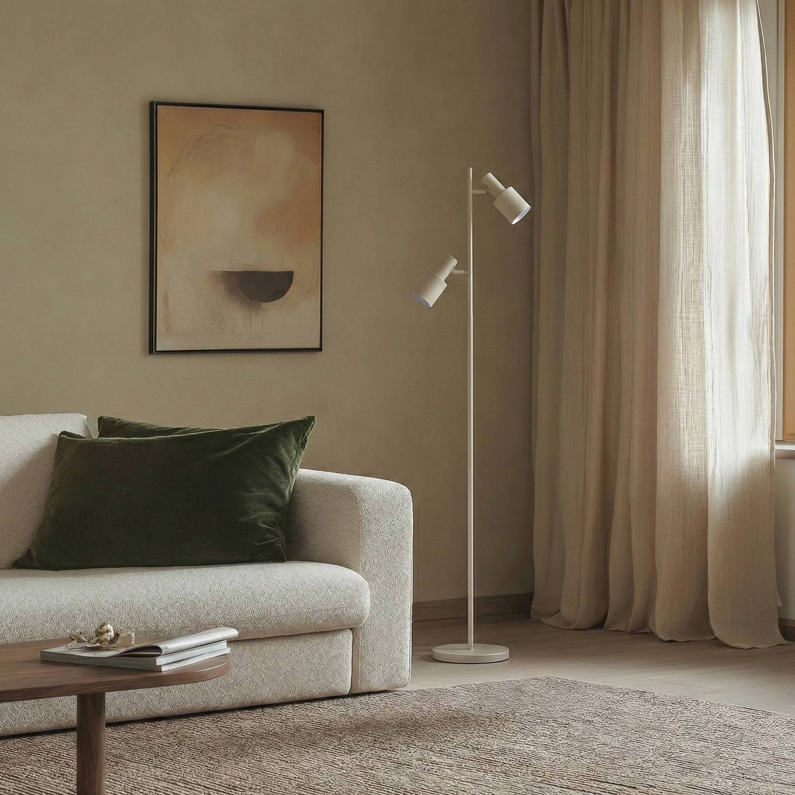 Lampa stojąca Lindby Ovelia, beżowy, metal, E27