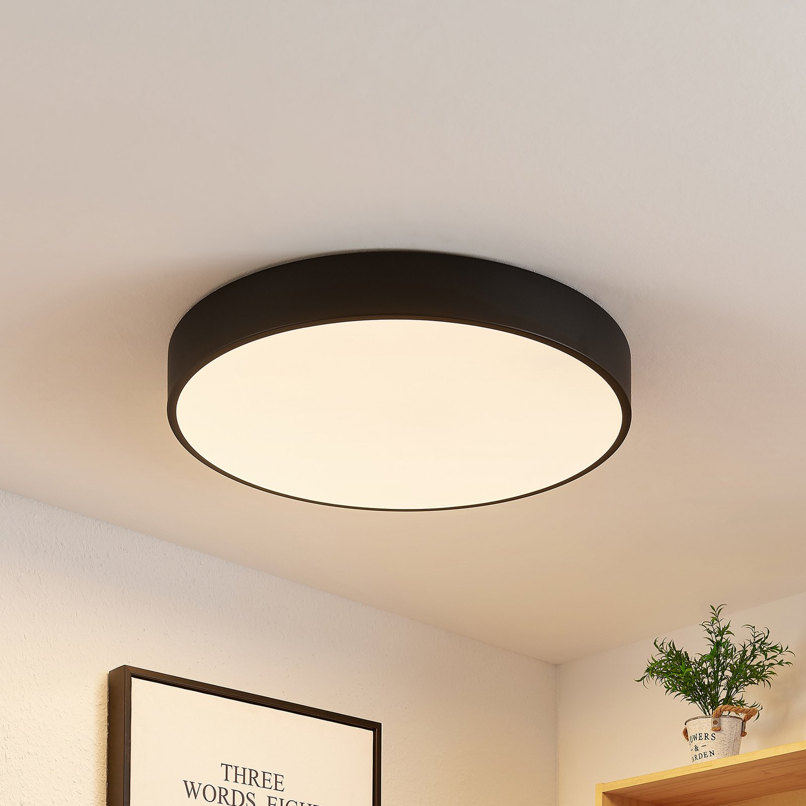 Lindby Simera lampa sufitowa LED 50cm, czarna