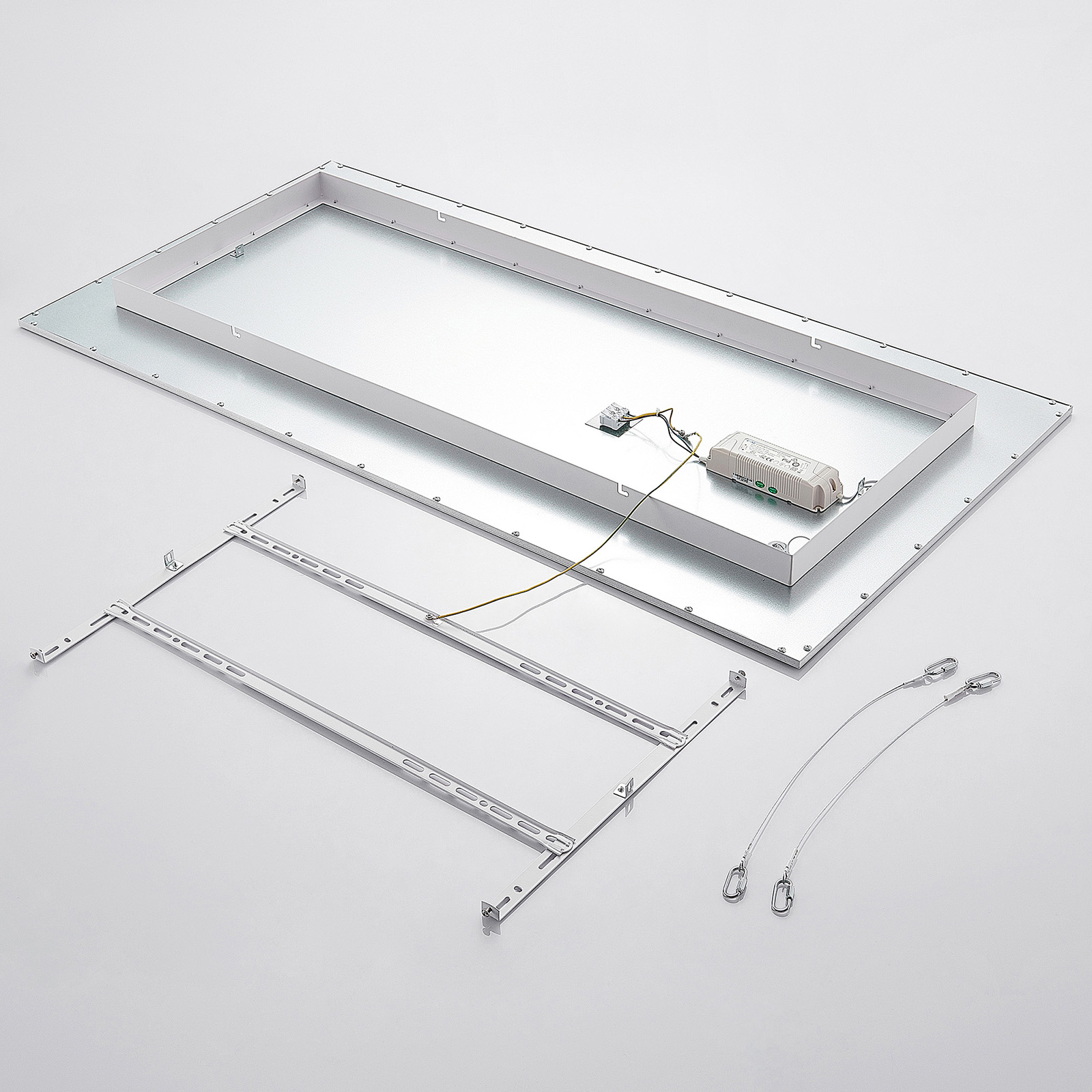 Lindby LED-Deckenleuchte Zento, 4.000 K, 120 cm, silber