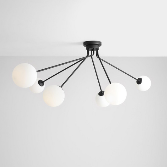 Lampadario Sputnik Moderno Nero 6 Luci Soffitto Semi-Incasso Con Bracci Regolabili - Per Soggiorno, Cucina, Ufficio