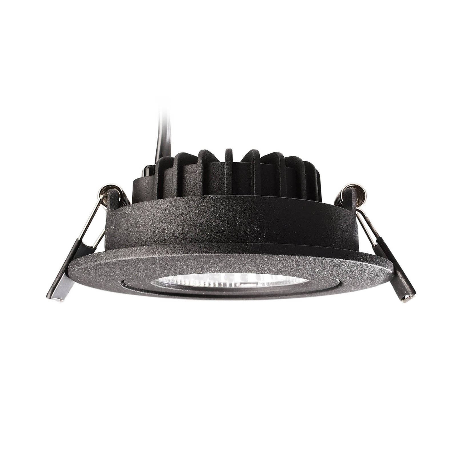 LED recessed ceiling light Dione, IP44, 2,700 K, black, dimmable