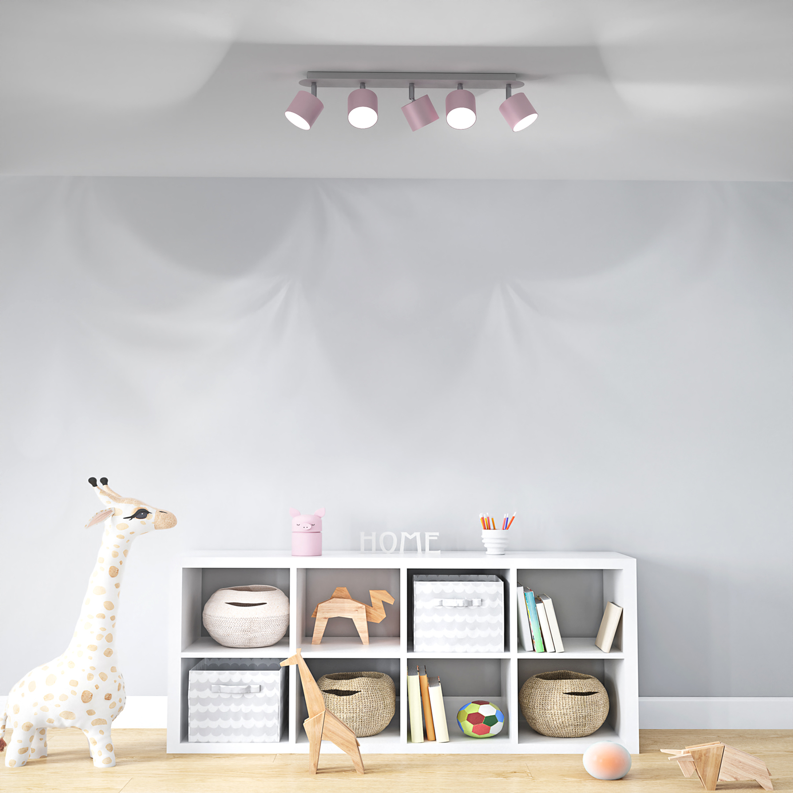 Foco de techo Cloudy 5 luces rosa