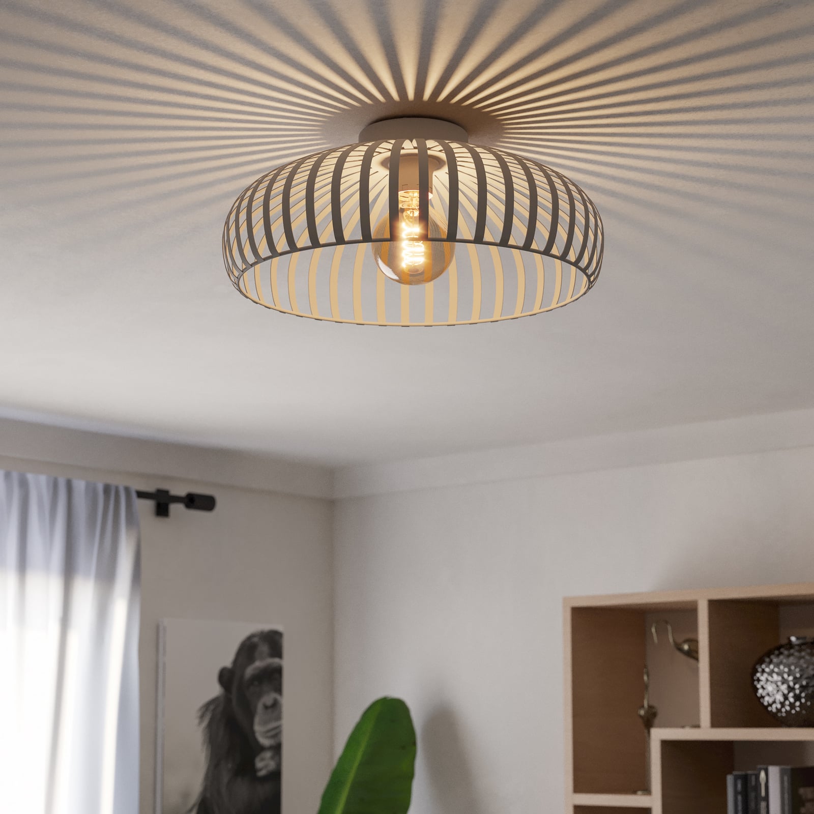 Mogano 3 ceiling light, beige, Ø 43 cm, metal, E27 Mogano 3 ceiling light, beige, Ø 43 cm, metal, E27