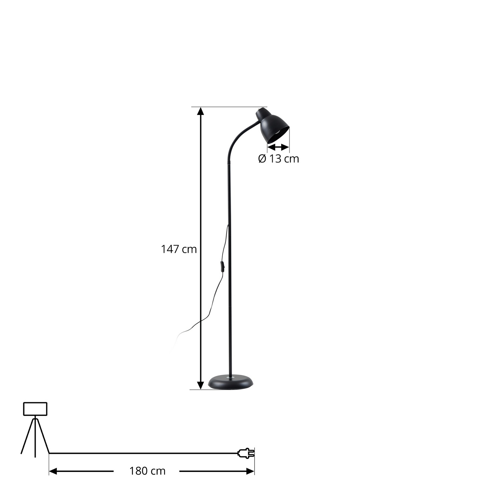 Tebbi Floor Lamp Black - Lindby