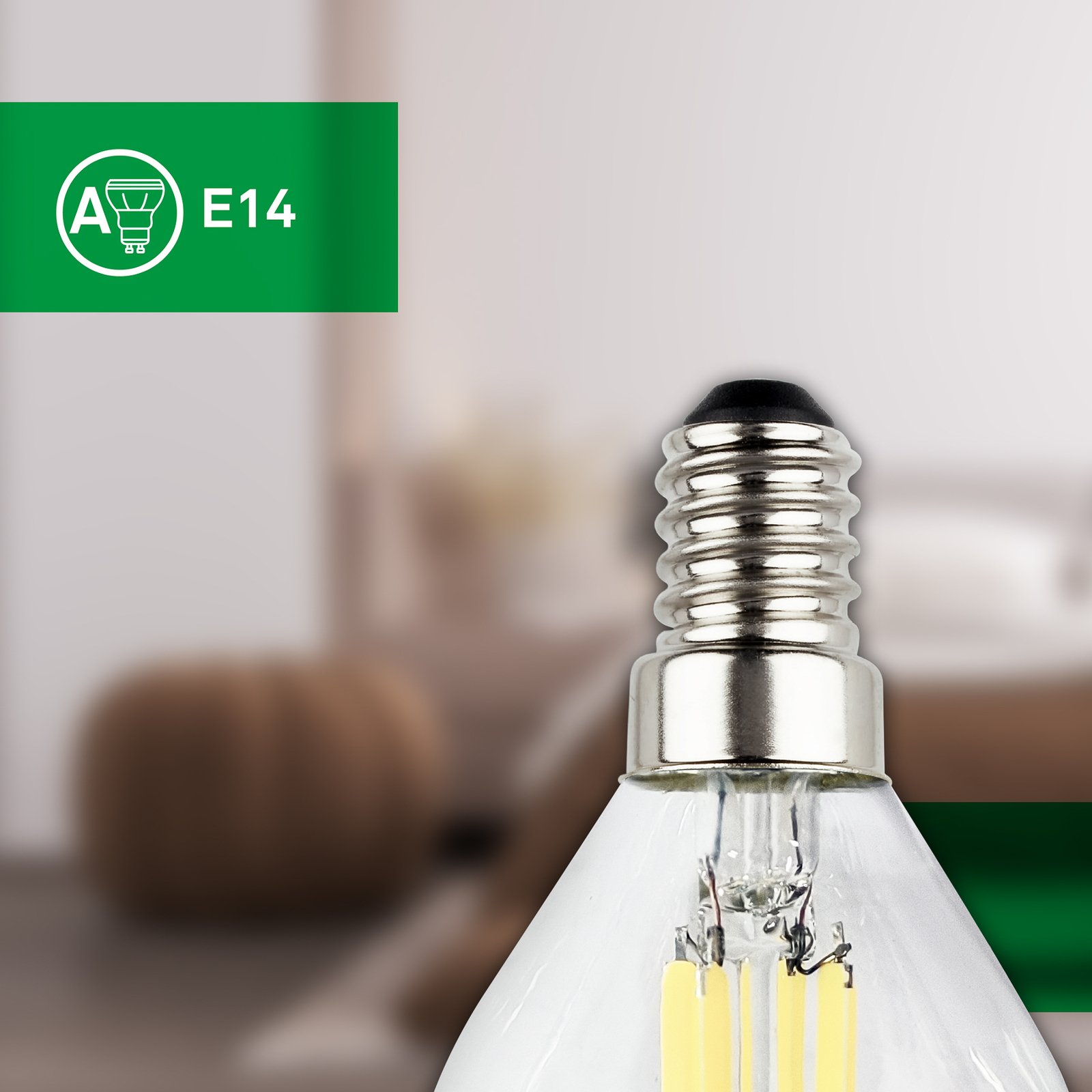 Bombilla LED gota E14 2,5W clara 3000K 525lm EEC A 2er