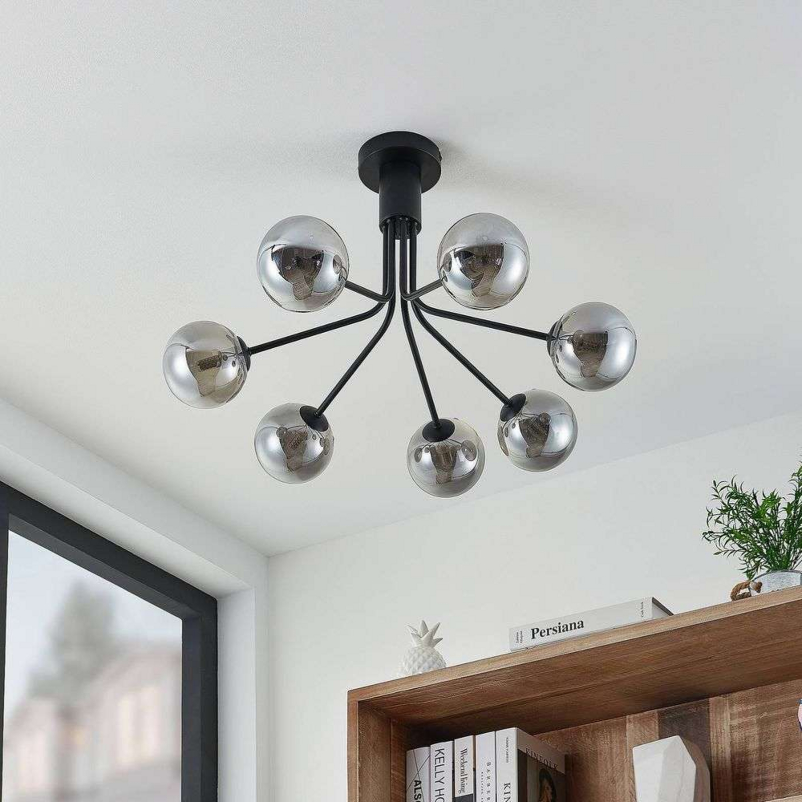 Wynina 7 Ceiling Lamp Black/Smoke - Lucande